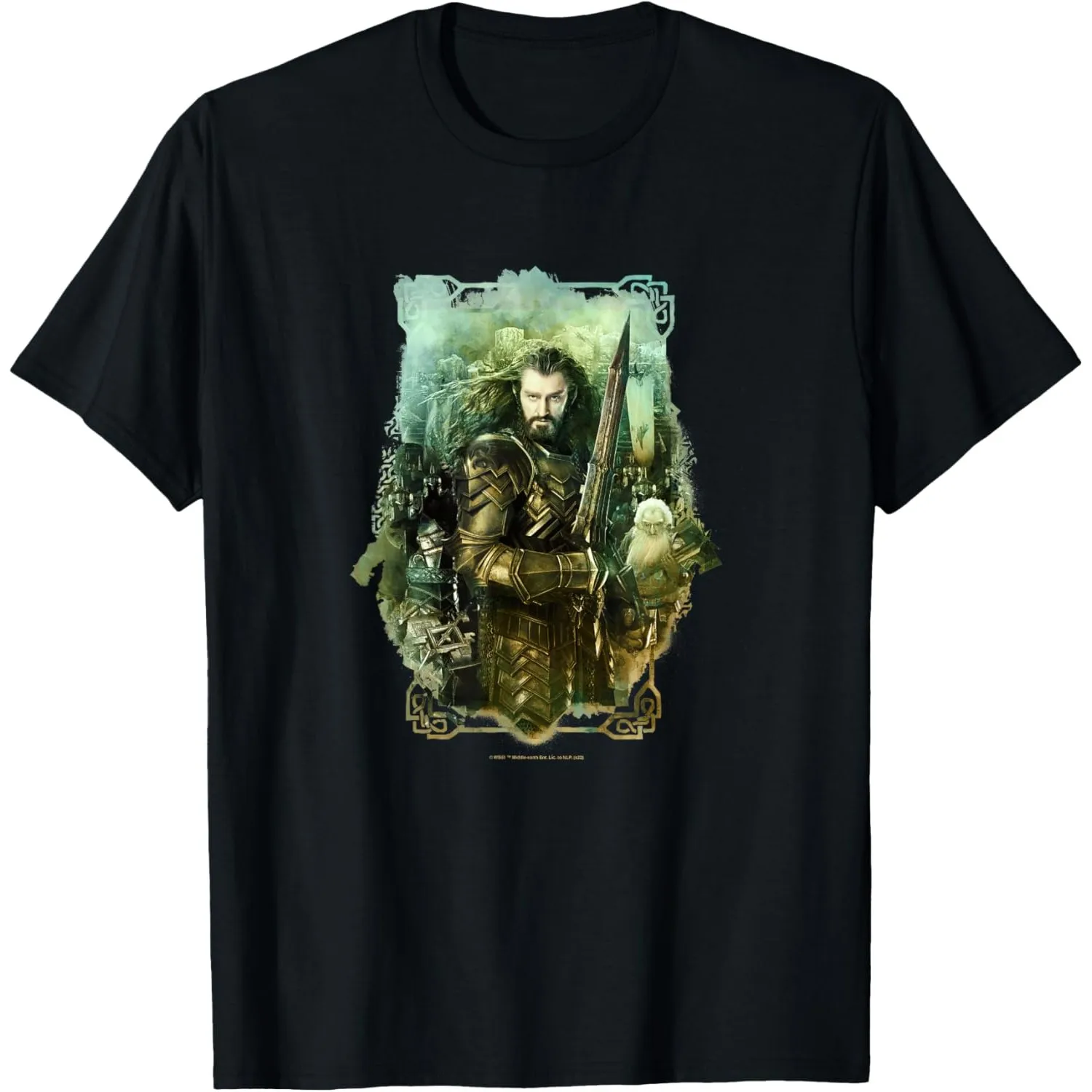 The Hobbit Battle of Five Armies Thorin Oakenshield Graphic T-Shirt Men's Short Sleeve Cotton Crew Neck Tee