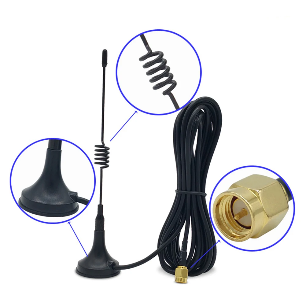 Newest 433MHZ  Magnetic Base Car AM FM Radio Signal Antenna Aerial SMA 300cm Direct Replacement Car Accessories