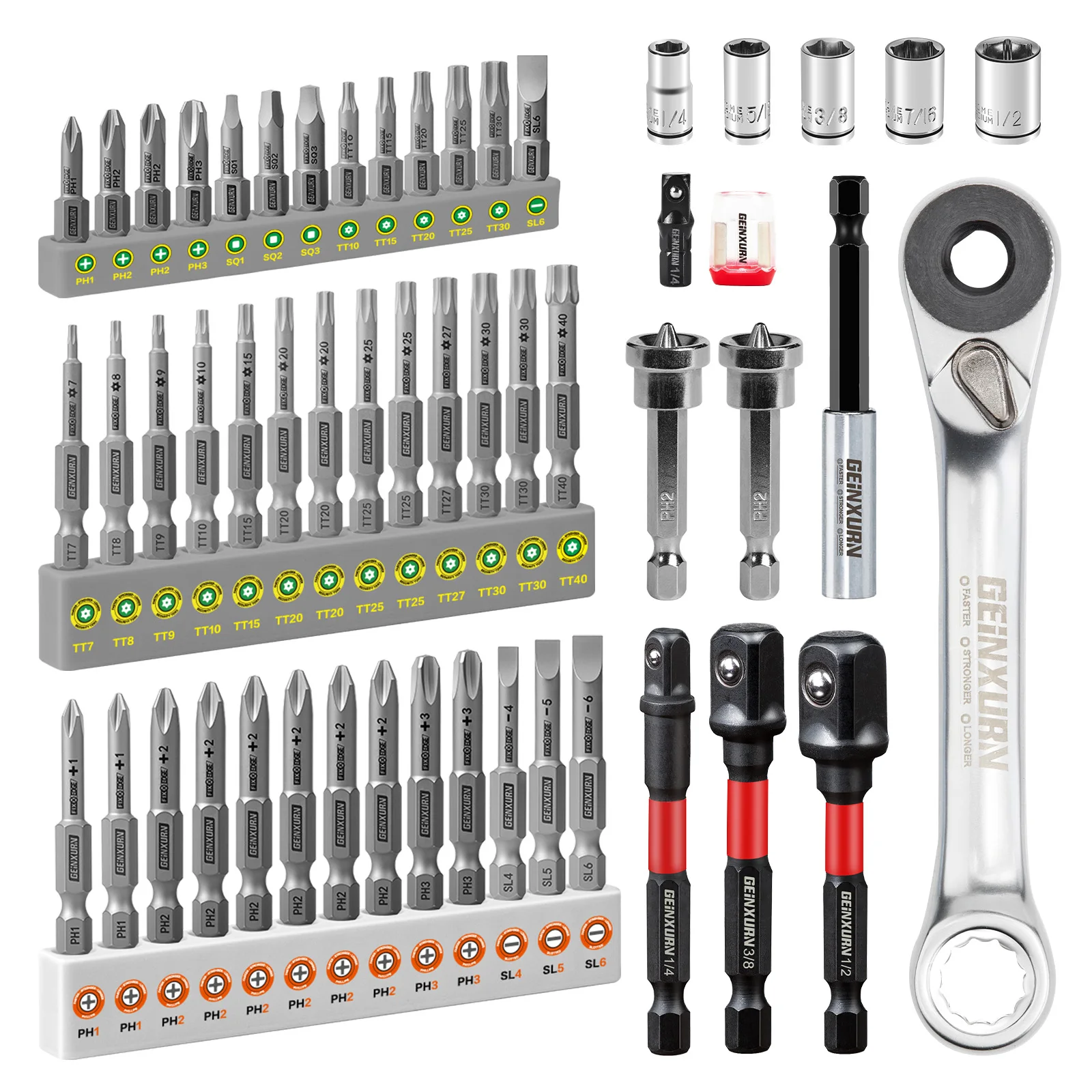 Geinxurn 48/53PCS FIXEDGE Screwdriver Bit Set(1/2/4
