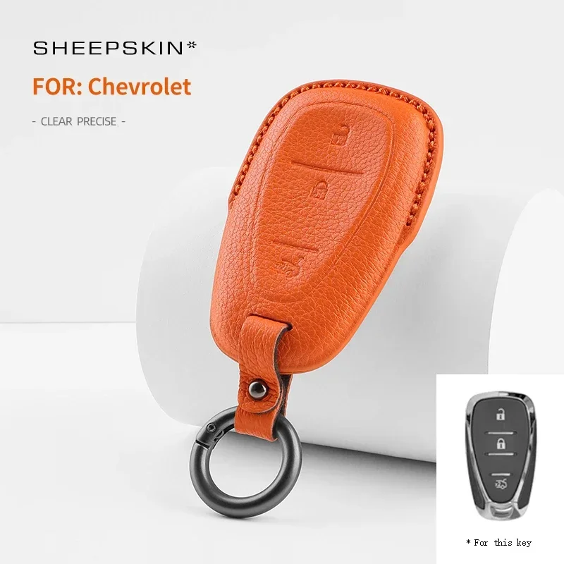 Sheepskin For Chevrolet Cruze Spark Camaro Volt Bolt Trax Malibu 3 ButtonsCar Key Case Cover Holder Key Shell Accessories