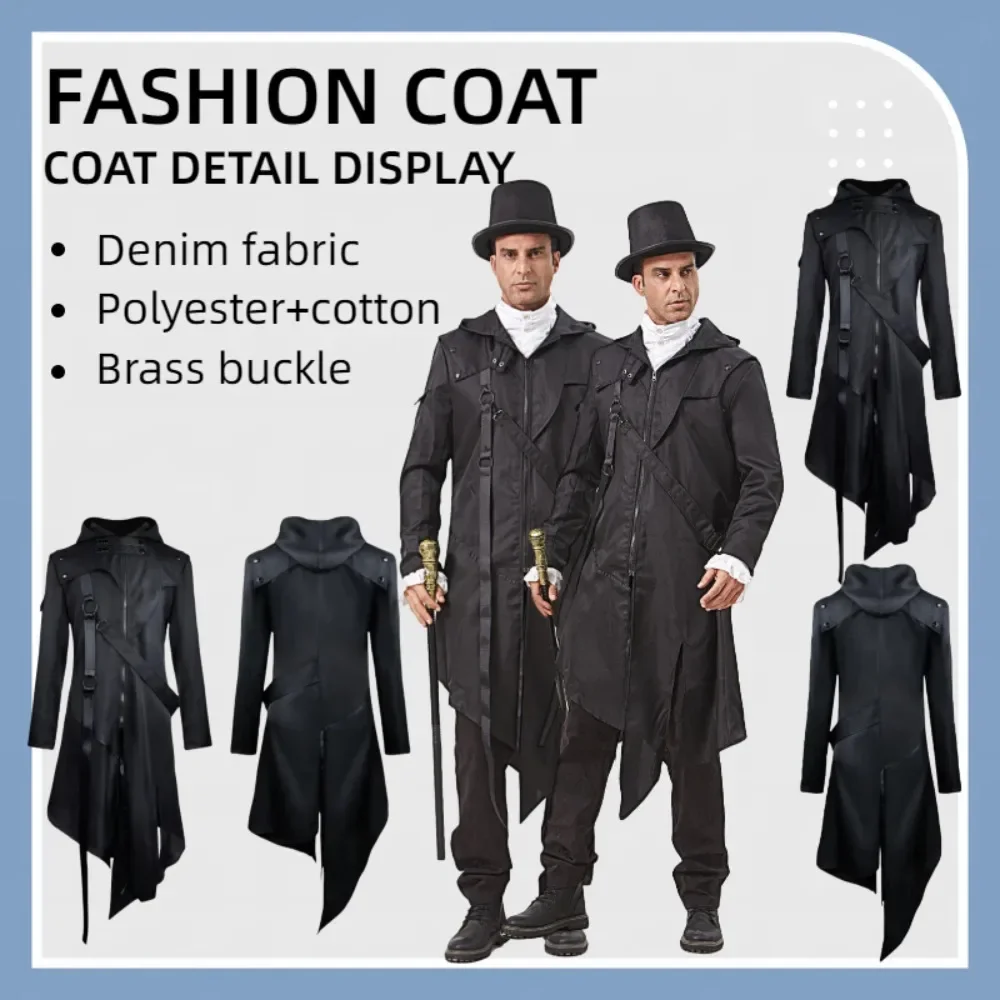 

3D Three-dimensional Rivet Decorated Leather Waistband Jacket Gothic Design Autumn and Winter Halloween COS Suit