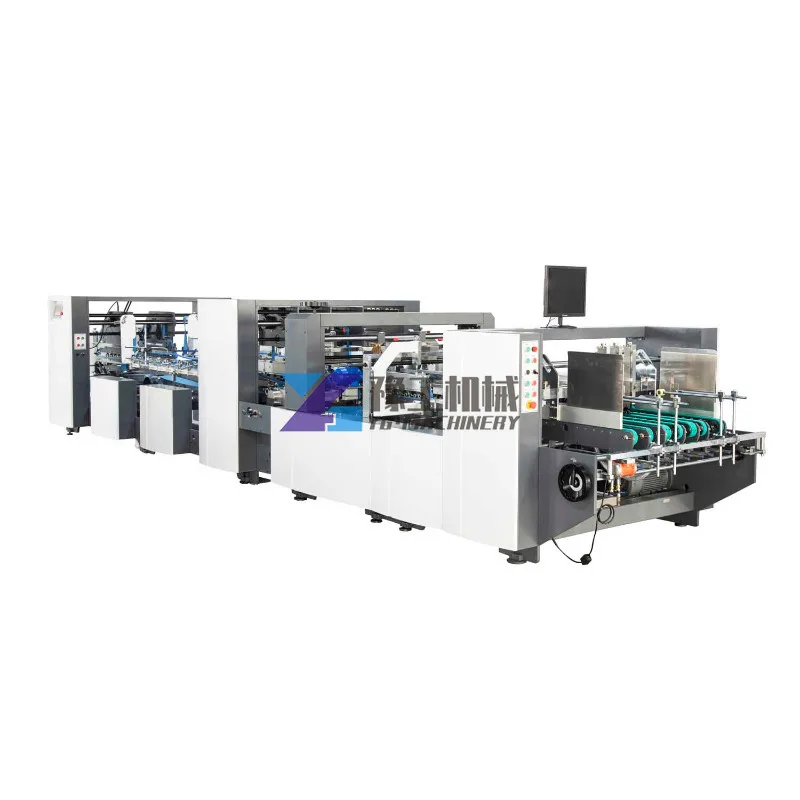 Yugong 1200/1450/1600AC 260m/min Crash Lock Bottom Box Corrugated Folder Gluer Straight Line Automatic Folding Gluing Machine