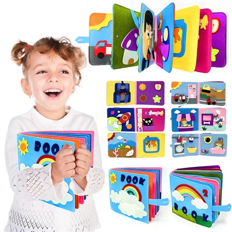 

Toddler Busy Board Learning Toys Montessori Books Kids Toys 1-3 Years Early Education Learing Kids Sensory Toy for Boy and Girl