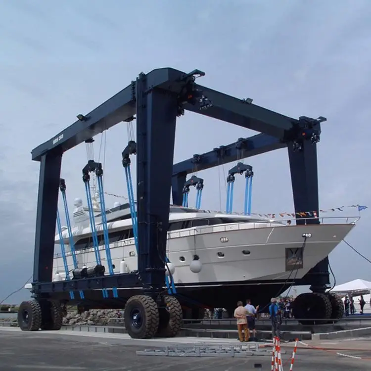 20T-1500T Customized Heavy Duty Hydraulic Marine Travel Lift Gantry Crane Yacht Boat Hoist For Marina Shipyard