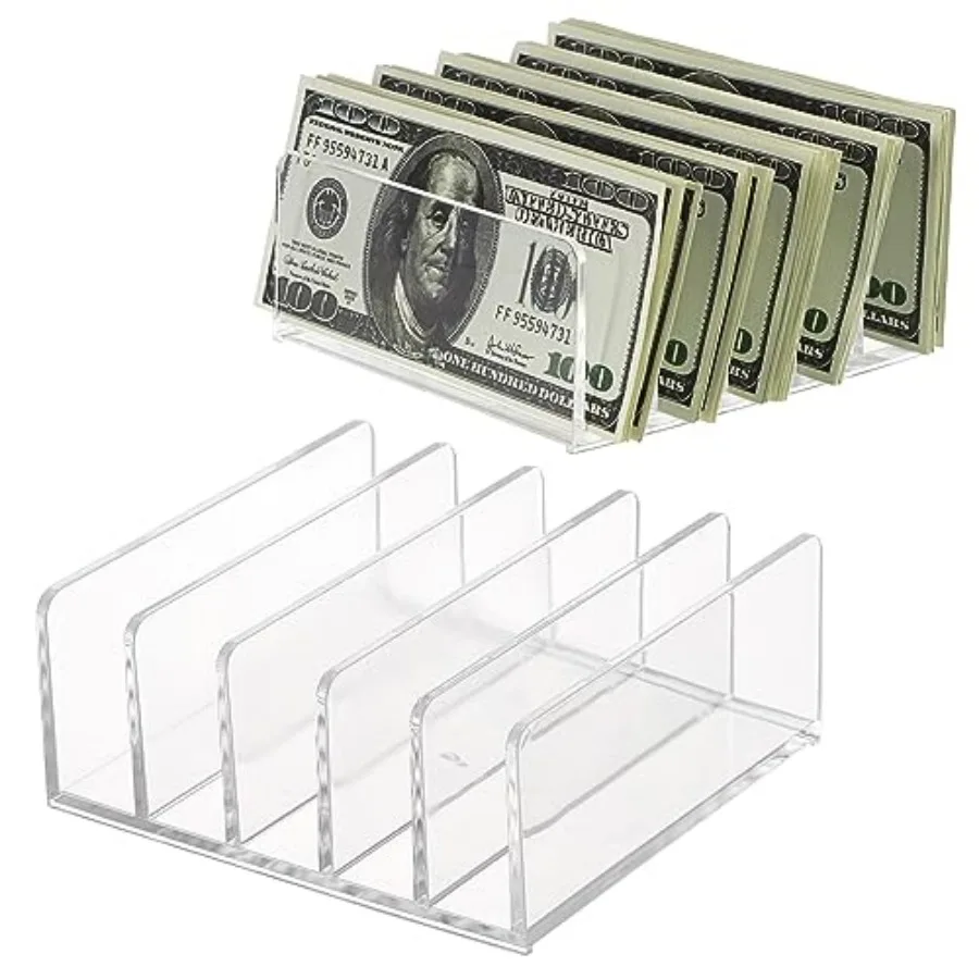 

2-Pack Acrylic File Organizer for Sorting Mail - 5 Slots Letter Sorter Clear Desktop Bill Divider Holder for Paper Envelope Doc