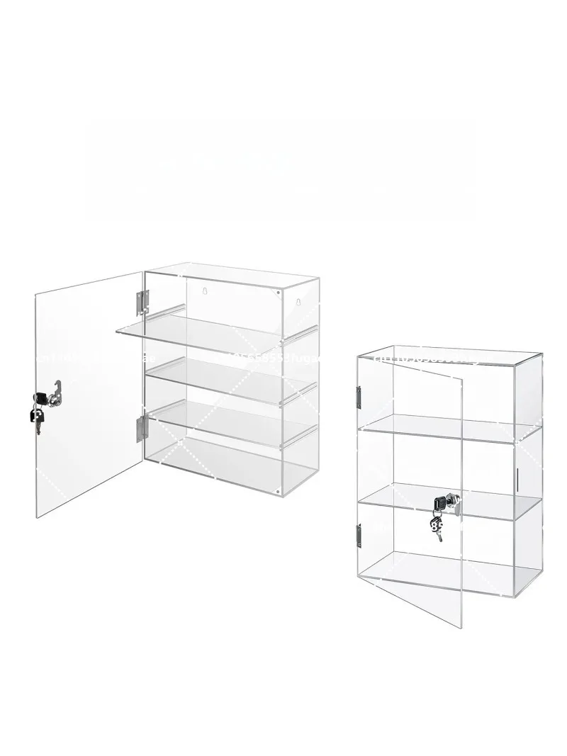 

3-Tier Acrylic Display Cabinet with Lock Wall-Mounted Dustproof Storage Organizer for Figurines Jewelry Cosmetics