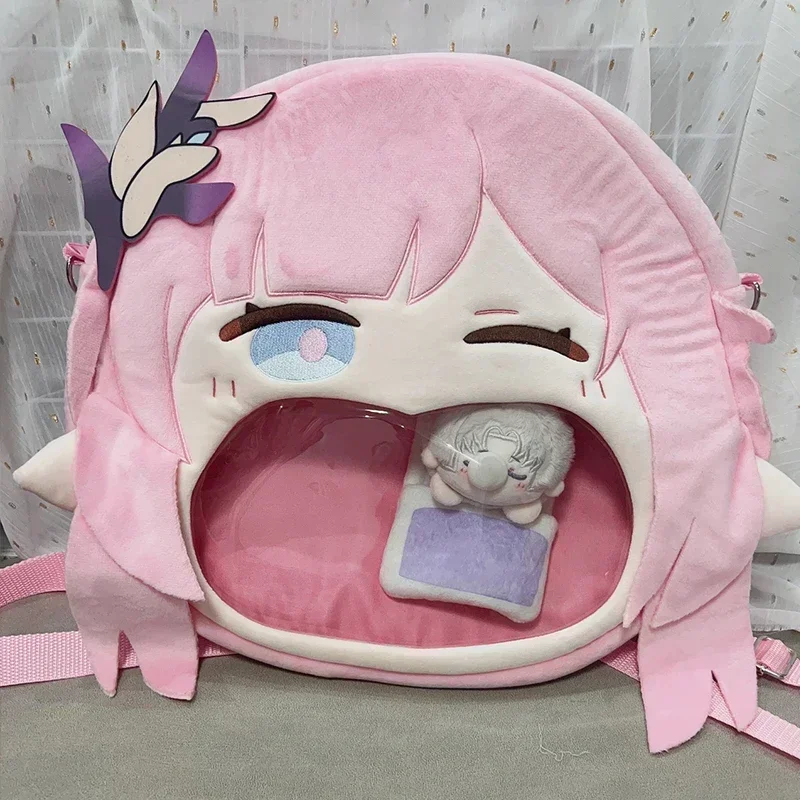 เกม Honkai Impact 3 3rd Elysia Cosplay กระเป๋าตุ๊กตาปากใหญ่หน้ายิ้มโปร่งใสอิทาแบ็กกระเป๋าเป้สะพายหลังกระเป๋าสะพายข้างกระเป๋าสะพายกระเป๋าสตางค์