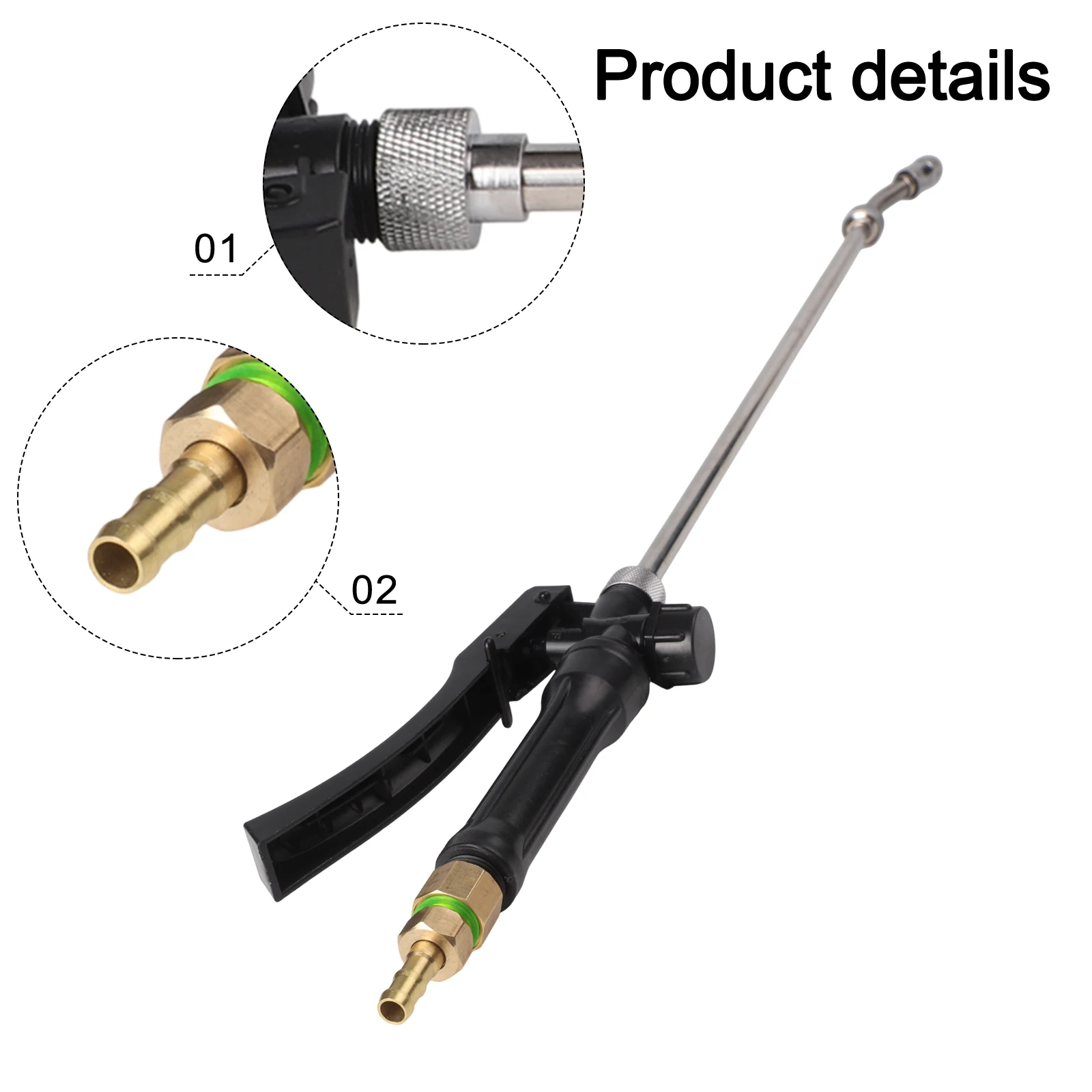 Heavy Duty Stainless Steel Spray Wand with Lockable Handle and Brass Barbs for Pump Sprayers with 3/8in and 1/4in Hose