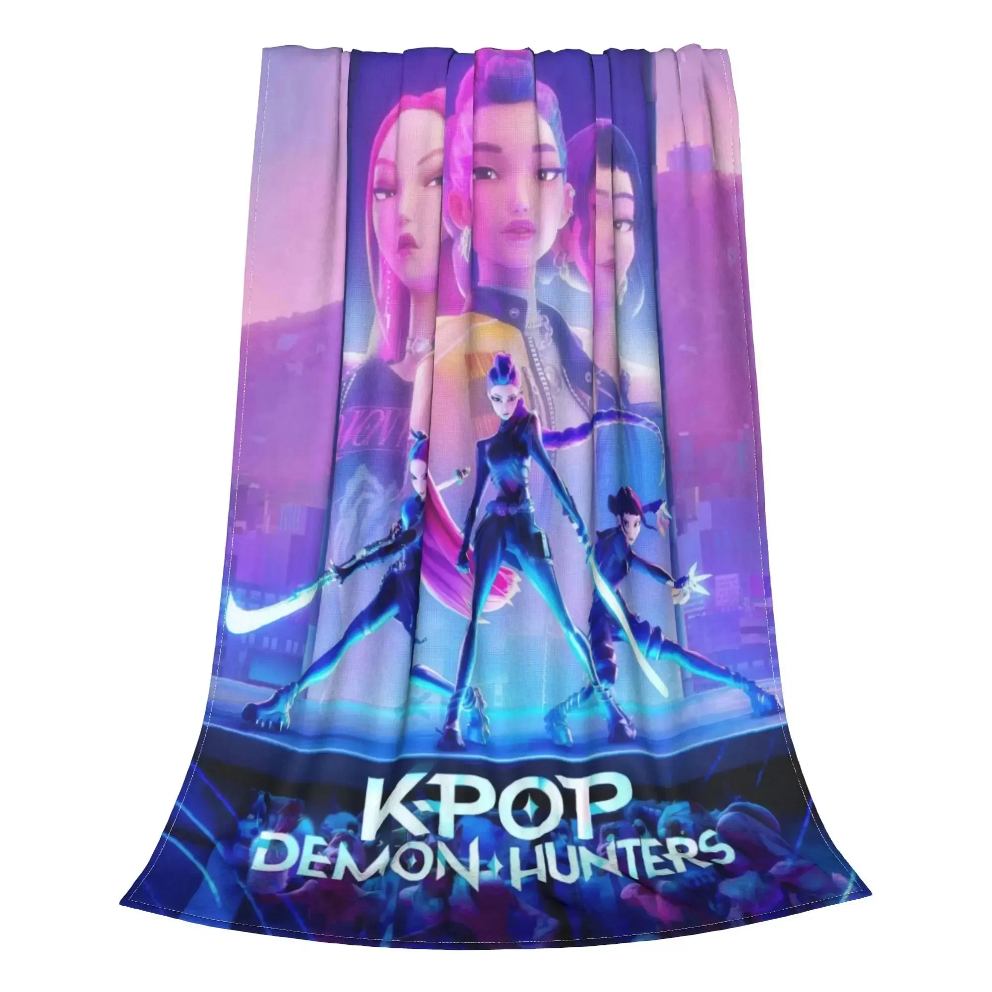 بطانية Kpop D-emon Hun-ter اللطيفة، هدية ممتعة من kpop، بطانية مريحة من K-pop Demon Hunters Huntrix، مستوحاة من الرسوم المتحركة، بطانية مستوحاة من Huntrix