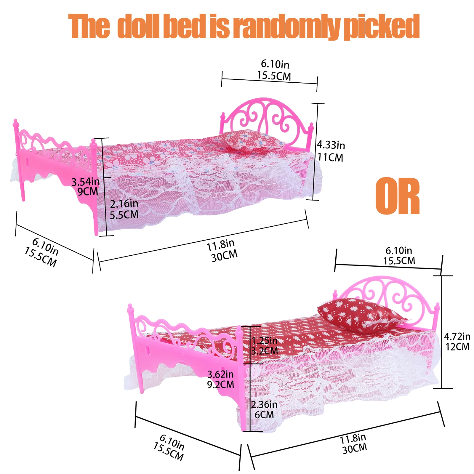 2 Set/ Pack Fashion Pink 1:6 Doll Furniture Lace Bed Sheet Make up Table Chair Bedroom Accessories for 11.5'' Doll Kids Toy Gift - view 4