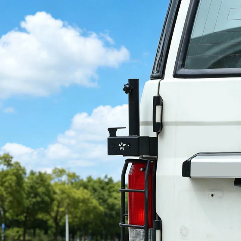 Carbon Steel For Toyota LC71 LC76 2007+ Car Tailgate Rear Antenna Mount Holder Bracket Flag Pole Holder Stand Car Accessories