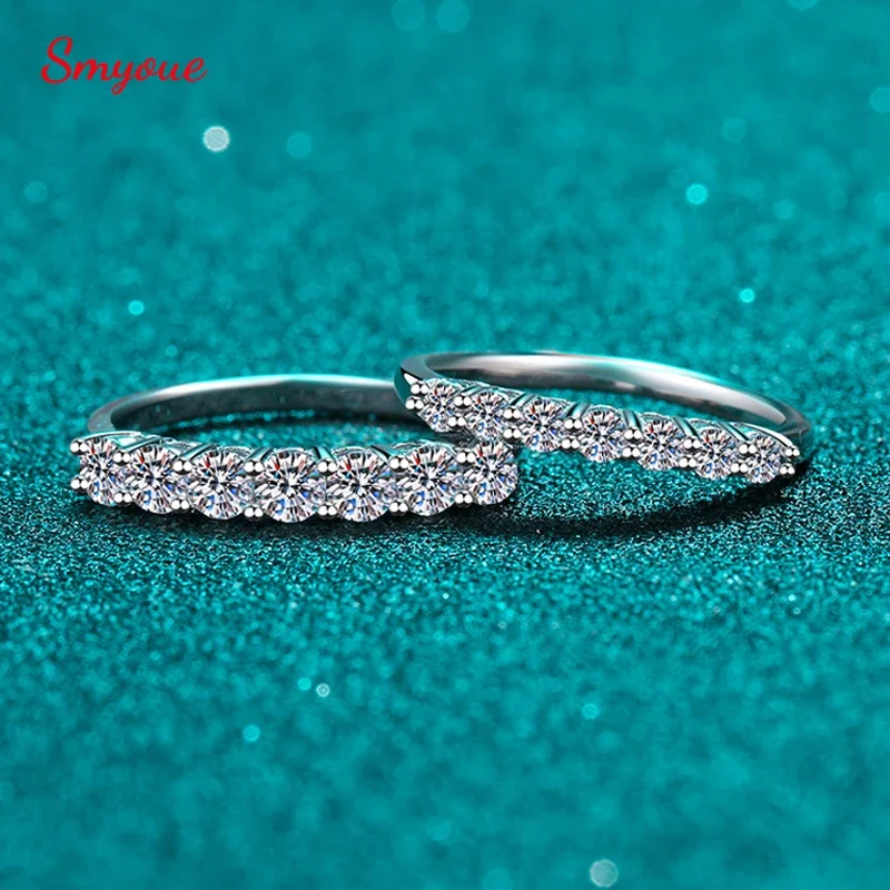 

Кольца Smyoue с муассанитом 0.28/0.7CTTW D VVS1 для женщин, 7 камней, сверкающие, из стерлингового серебра S925, обручальные, оптом, под бриллианты