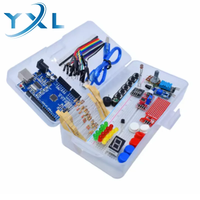 Starter Kit for Arduino Uno R3 Breadboard Basic simple learning kit, sound/water level/humidity/distance detection, LED control