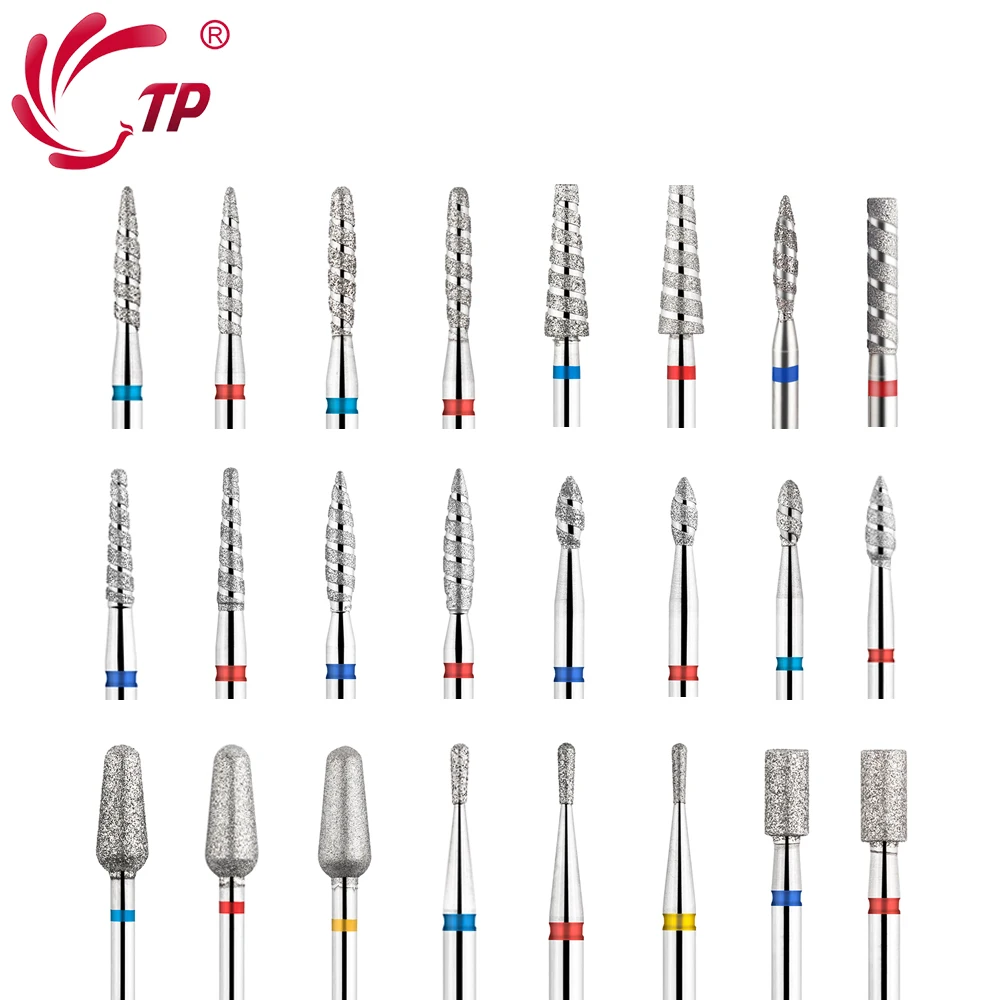 TP 2pcs Diamond Nail Drill Bits Milling Cutter for Manicure Rotary Bits Cuticle Clean Accessories Nail Files Art Tools