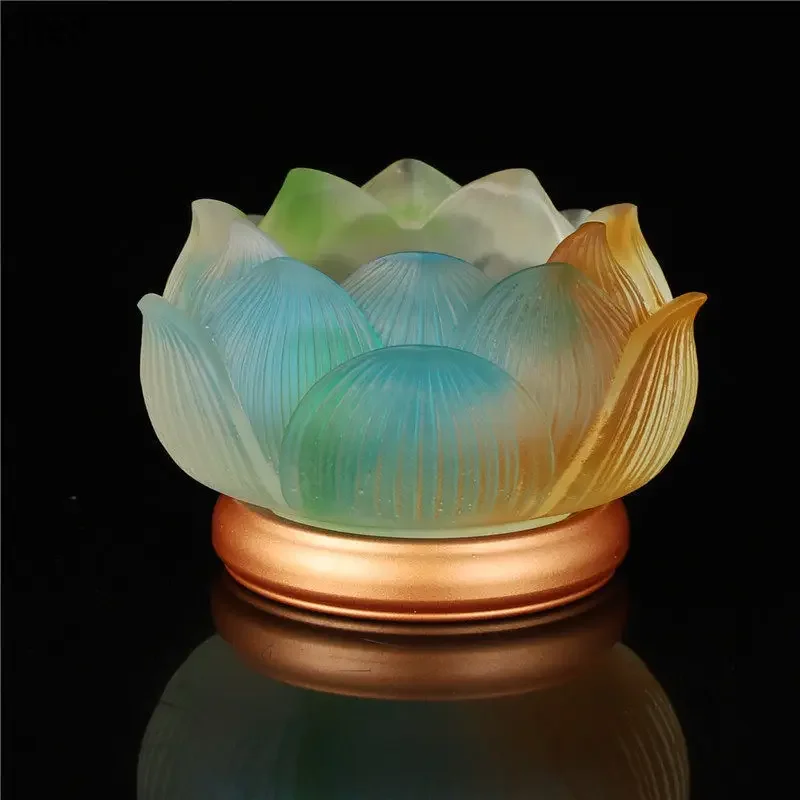 

colorful glazed butter seat candle holder for buddha lotus pure copper everlasting ornament for buddha stand