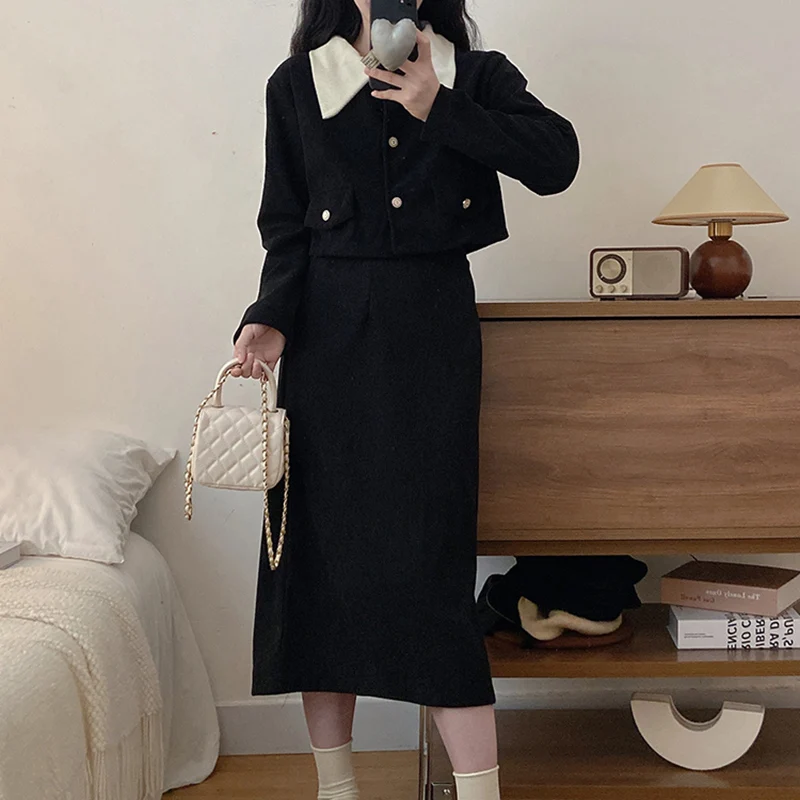 New Women Classic Versatile Outfits Dress Lady Sweet Corduroy Outside Fall Dresses Female French Style Designer Party Dresses