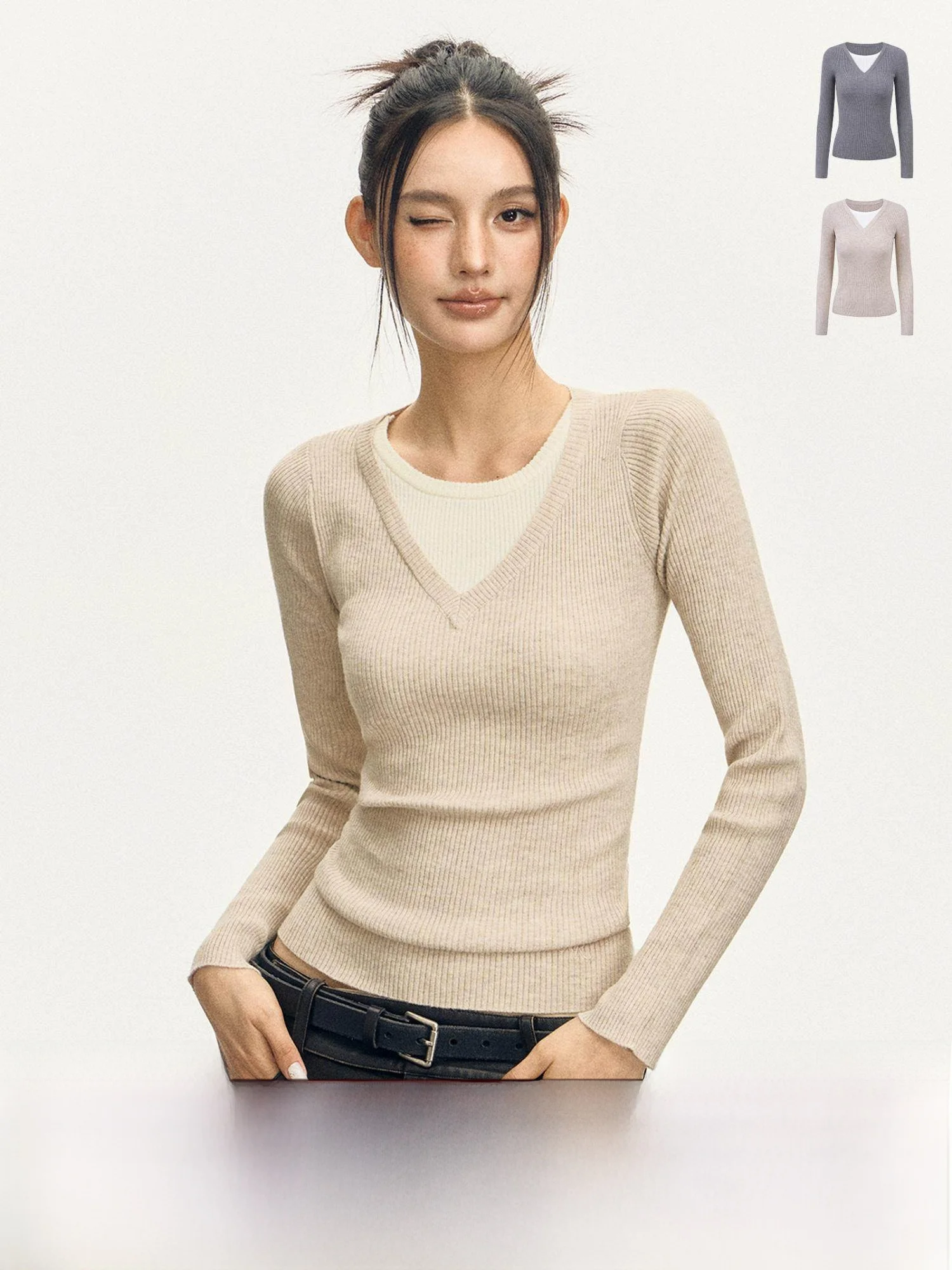 

Ariseism American Sle Retro Long Sve Knitted Sweater Women's Slim Fit Base Layer Top Street Sle Polyester Fiber