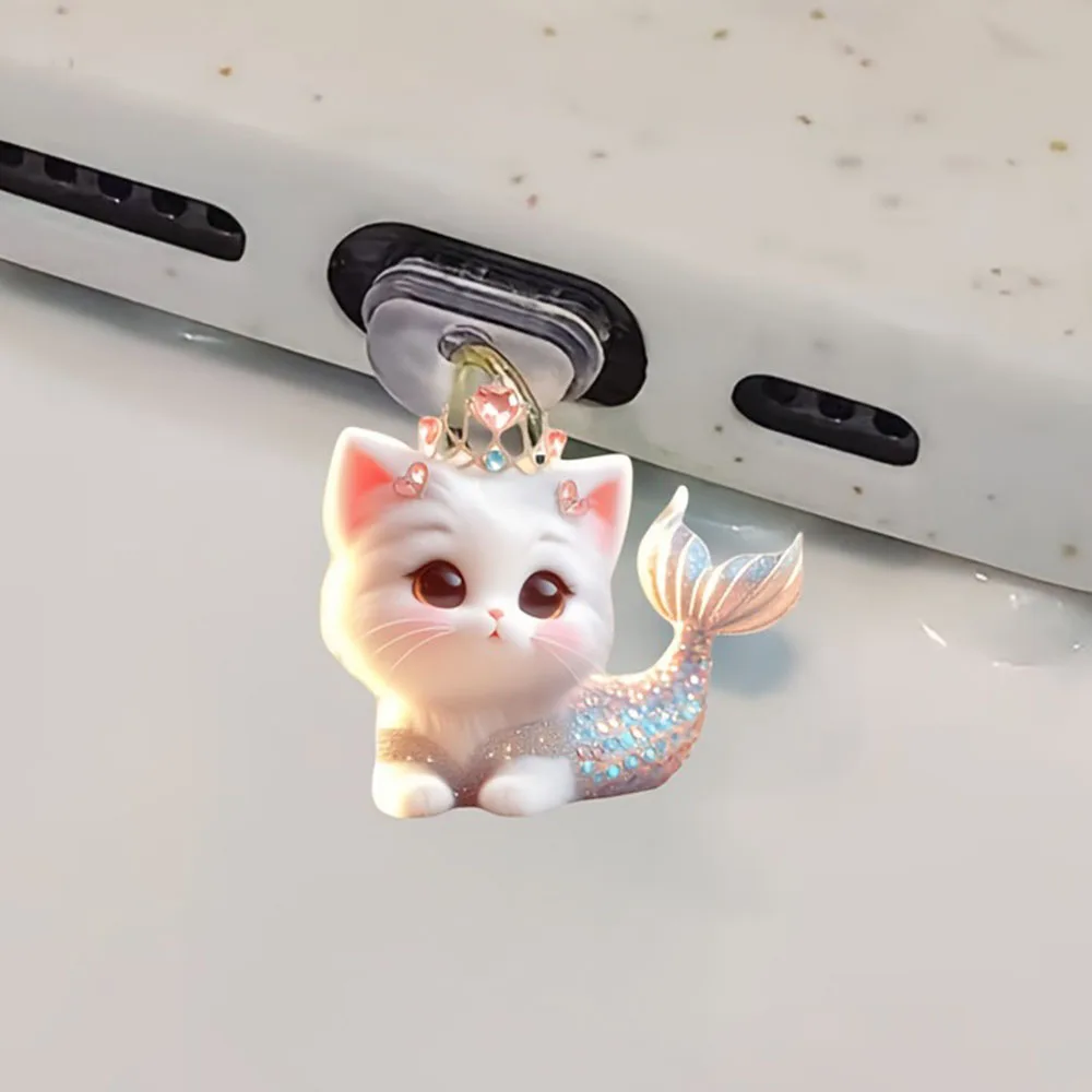 Phone Dust Plug Exquisite Type-C Dust Plug Mermaid Tail Kitten Dust Plug Cute For Mobile Devices Android Phones Iphone