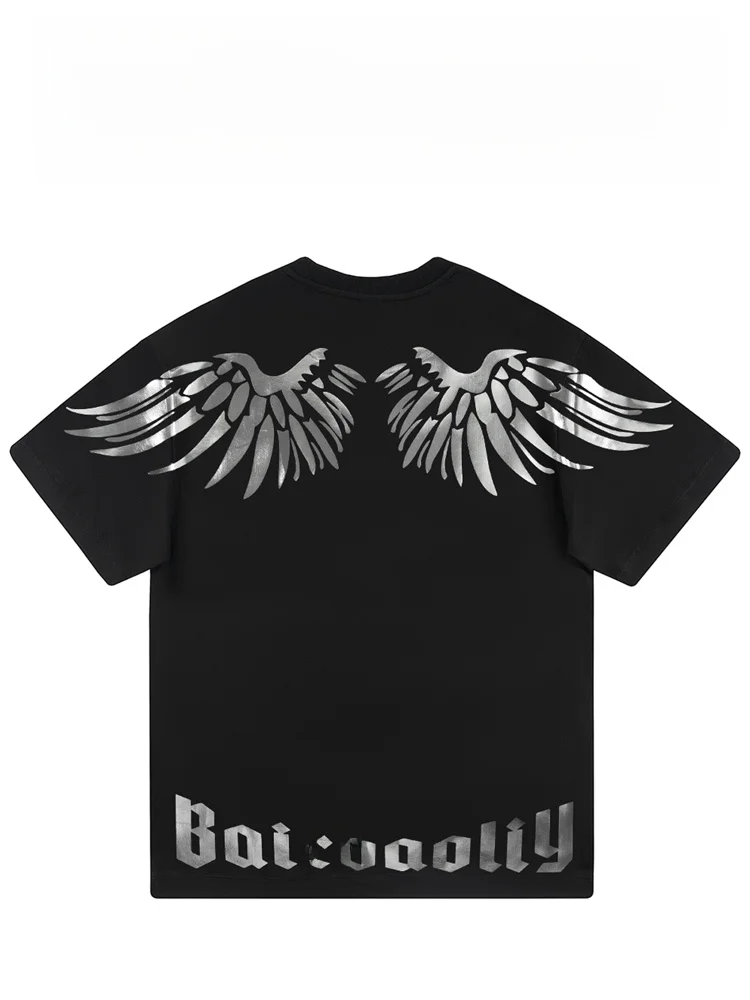 

BAIRBAOLIY Faionable Wings ort Sve T-irt Luxury Trendy Universal Fit Stand Print Cotton Polyester Summer New Arrival