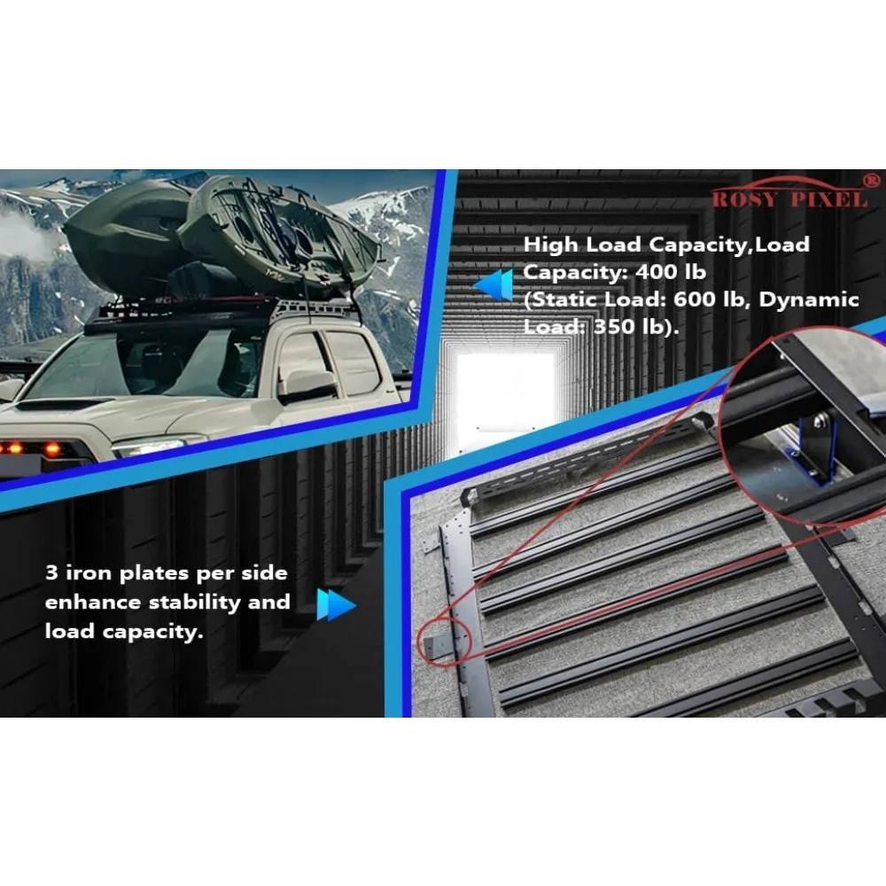 سلة البضائع لـ 2005-2023 تويوتا تاكوما كابينة مزدوجة 4dr حامل سقفي سلة قضبان متقاطعة #2