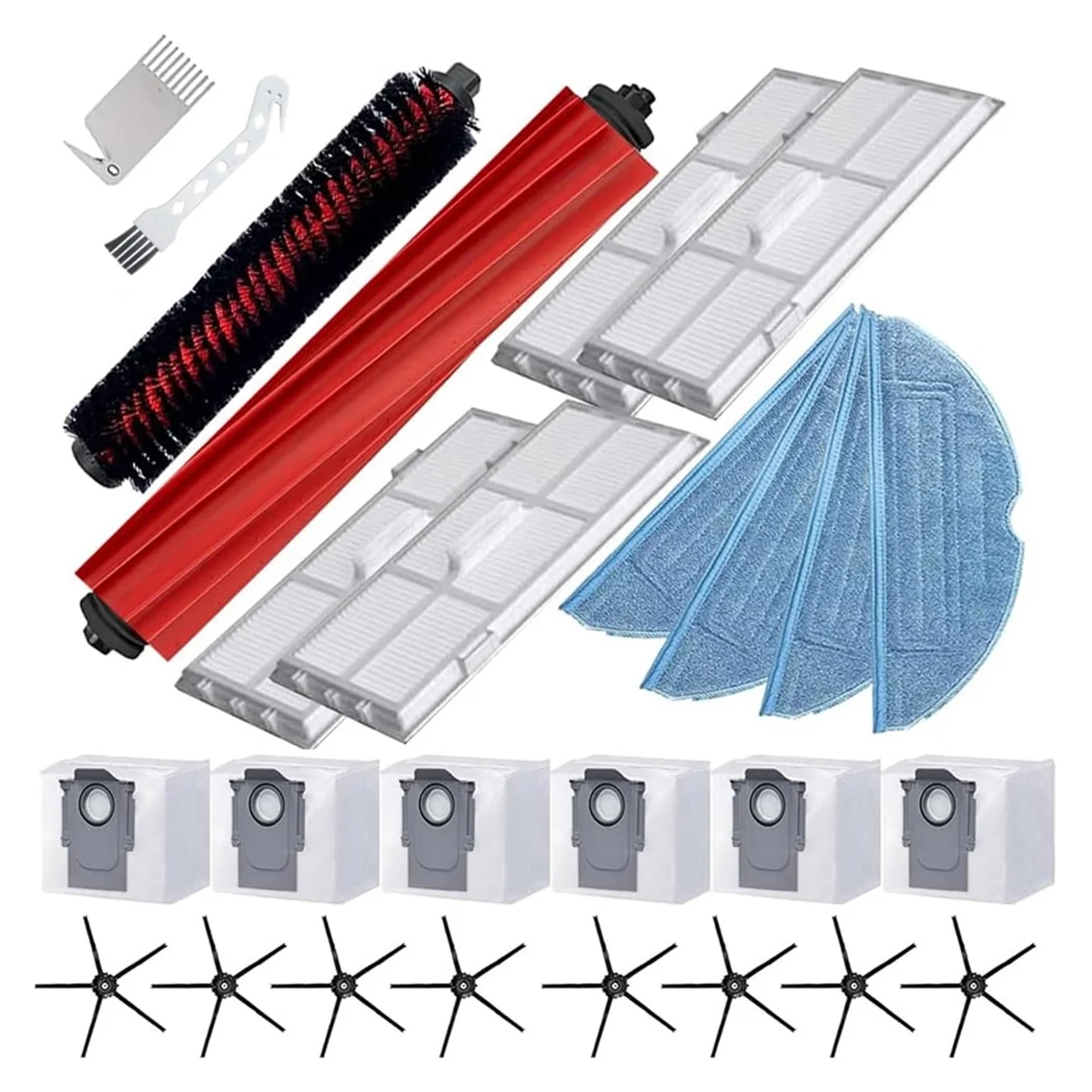 

A58E-For Roborock S7 MaxV Ultra / S7 Pro Ultra Vacuum Cleaner Main Side Brush Mop Cloth Hepa Filter Dust Bags Accessories