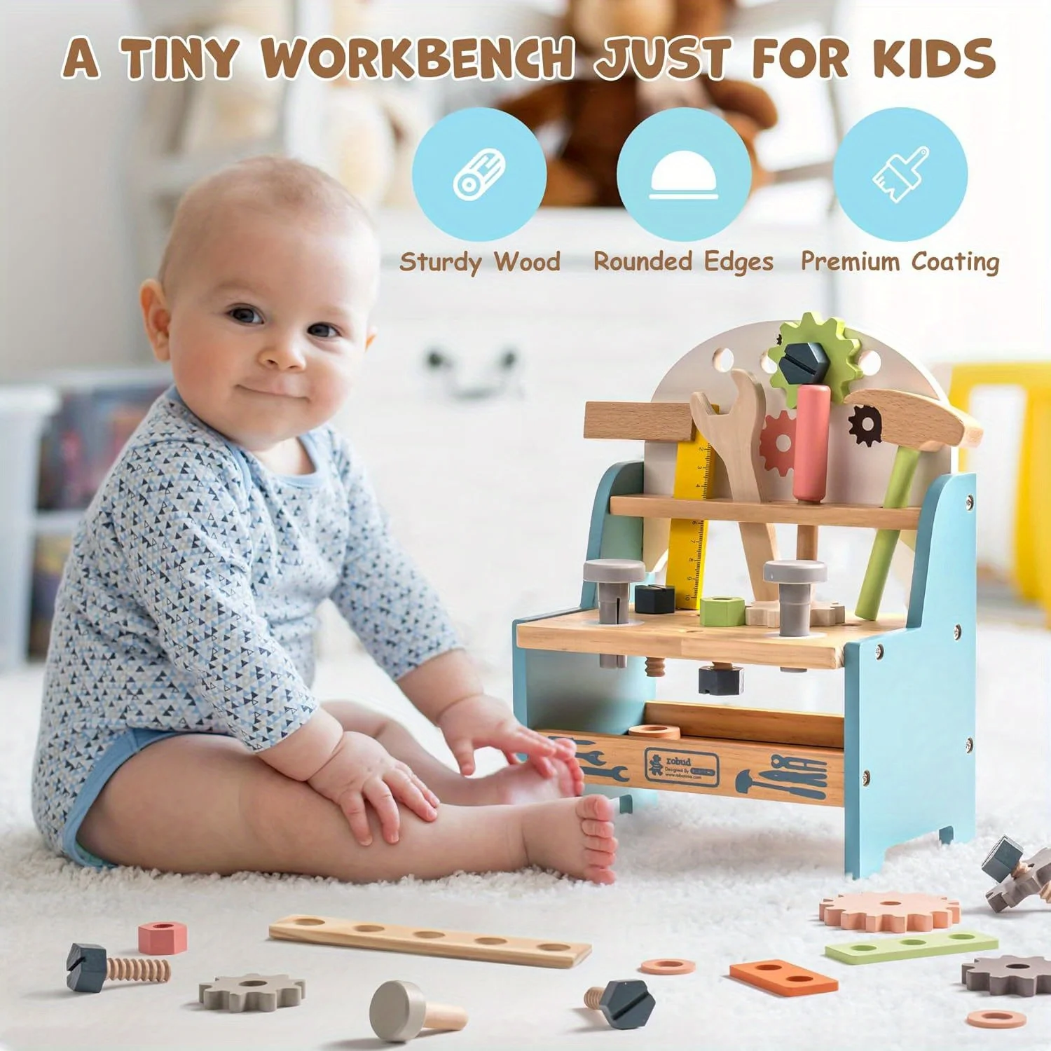 

Children wood play house toy set nut disassembly and assembly combination wooden tool table hand-eye coordination training toys