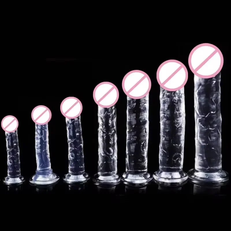 4pcs Adult Sex Masturbator G Spot Realistic Dildo For Women TPE Beginner Clear Dildo With Strong Suction Cup Hands-Free Play
