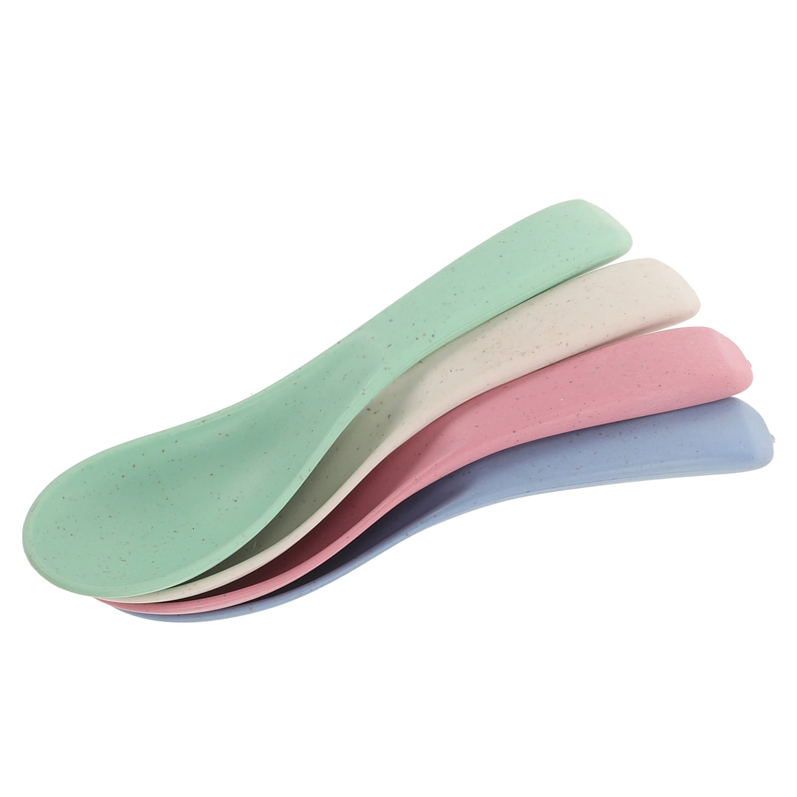 4 szt. Zestaw łyżek z słomy pszenicznej dla dzieci, kolorowe, biodegradowalne łyżki do zupy, lekkie, nietłukące się, nietoksyczne, plastikowe