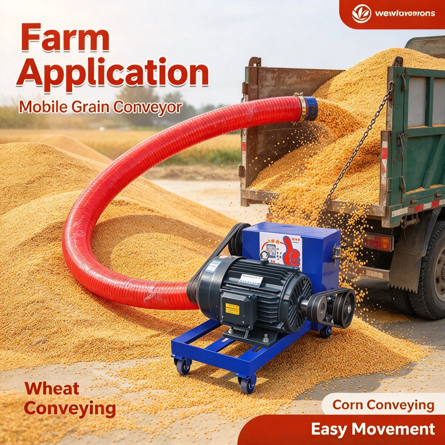 Small Household Car Grain Suction Machine High Power Spiral Conveyor for Wheat Corn Powder