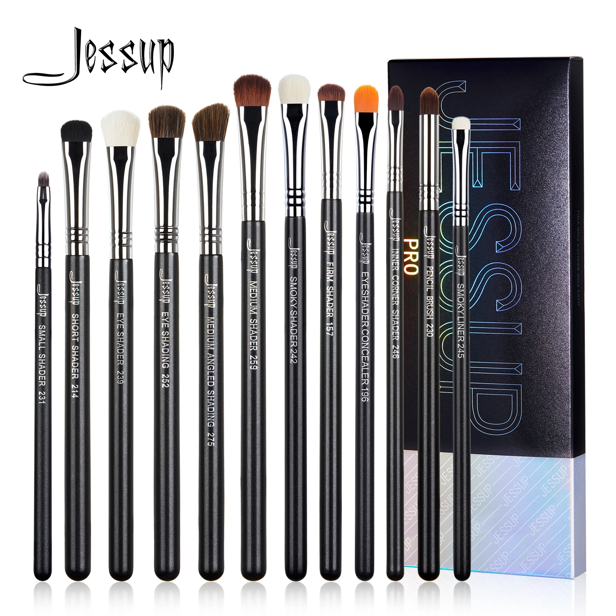 Jessup Eyeshadow Brush set Pro Eye Makeup Brushes set Black Premium Synthetic Eye shading Concealer Blending Brush T339