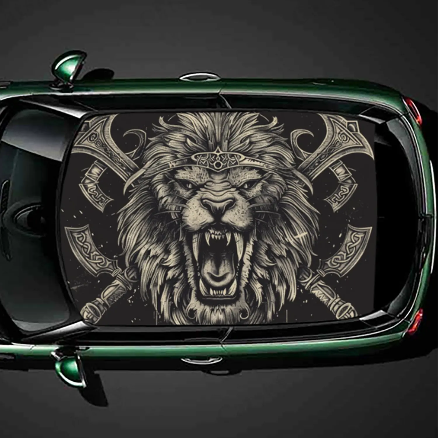 

Wrath of the Battle Lion PVC Car Roof Sticker, Self-Adhesive Waterproof Car vinyl Decal, Car Decoration Protection Stickers, Eas