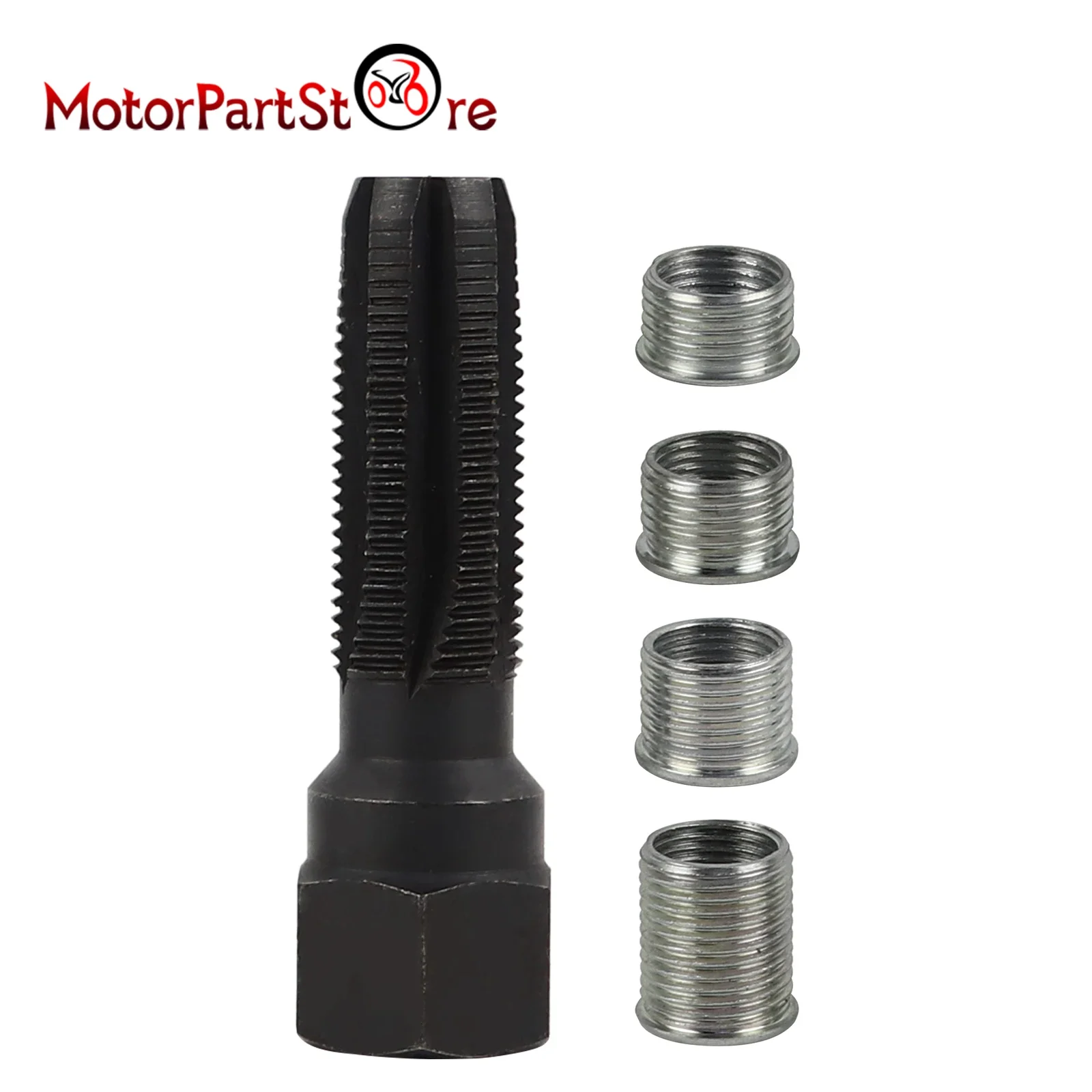 

14mm Cylinder Head Rethread Kit Spark Plug Thread Repair Tool M14 x 1.25 Helicoil Reamer Tap with 4 Inserts