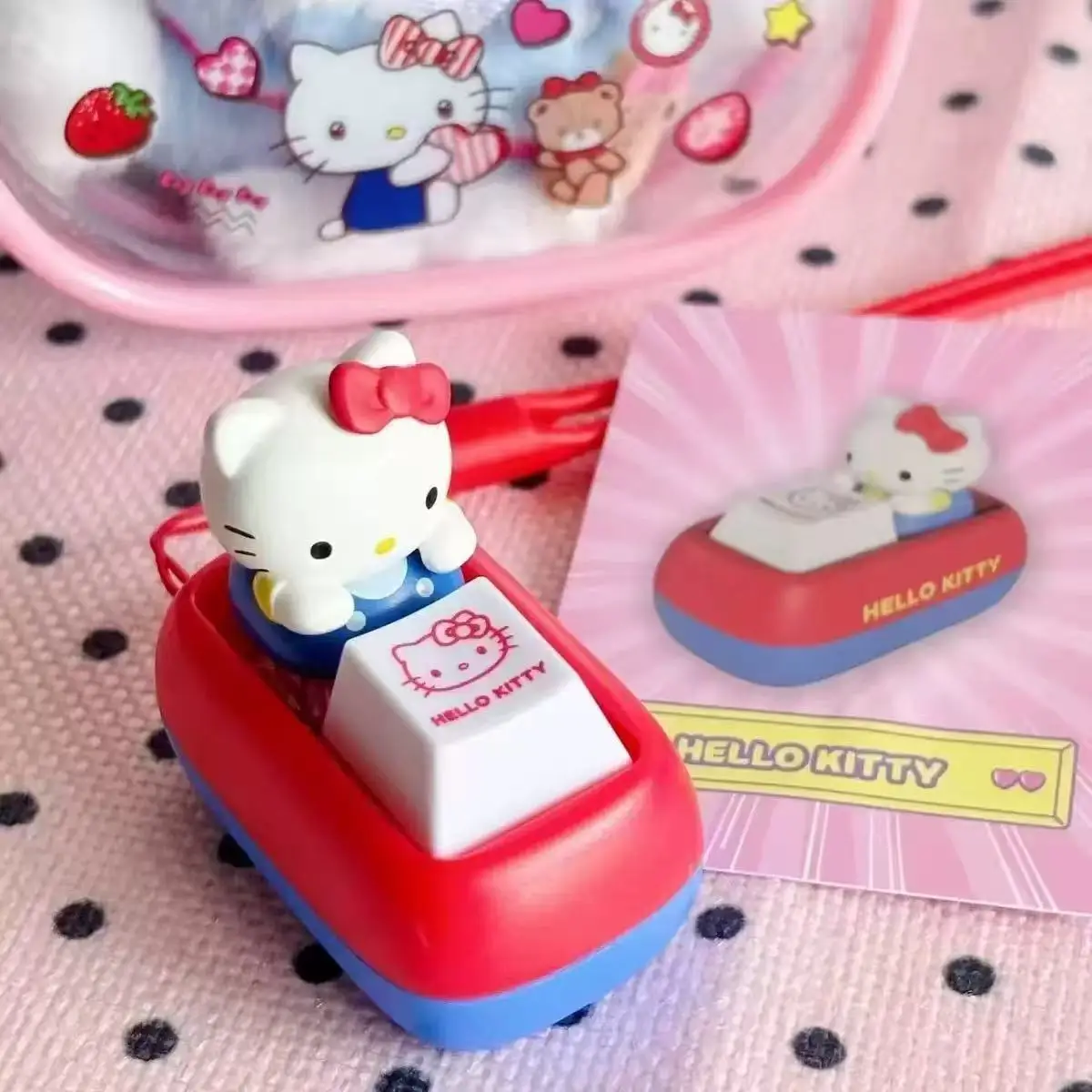 *Anime Sanrios Hello Kitty Voice Button Keyring Kt Cat Keycap Stress Relief Toy Cute Keyboard Button Squishy Desk Decor Gifts