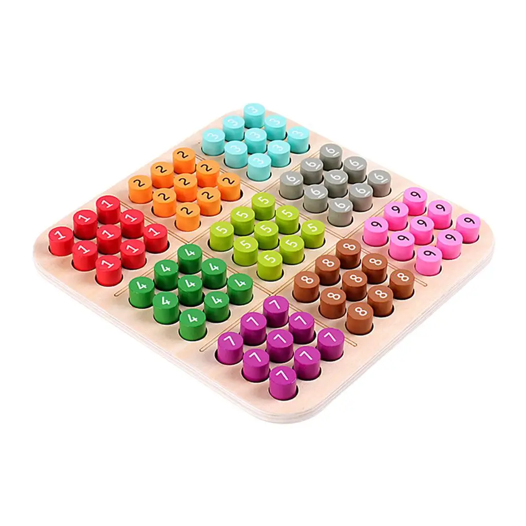 Wood Sudoku Puzzles Board Game Traditional Colorful with Number Adults