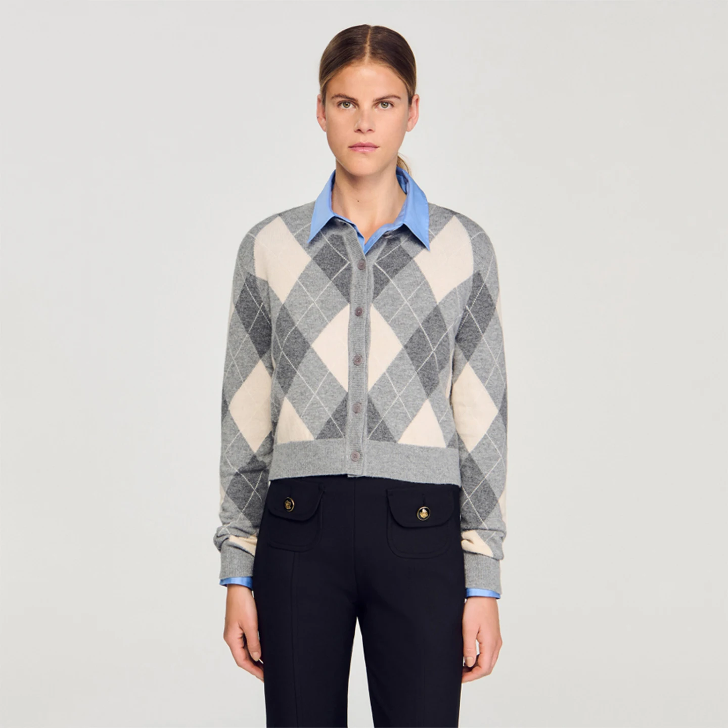 

Классический длинный вязаный открытый кардиган с ромбовидным узором, женский модный осенне-зимний новый поступление, мягкий французский прямой кардиган...