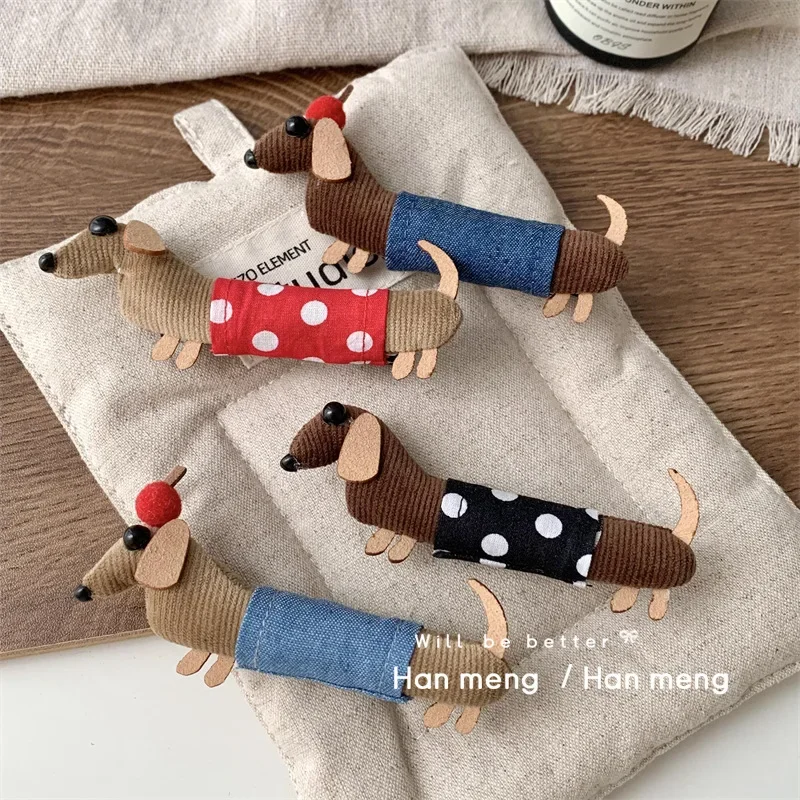 Korean version ins fabric dark sausage dog hair band grab clip female sweet double ponytail ball head hairline plate hairpin