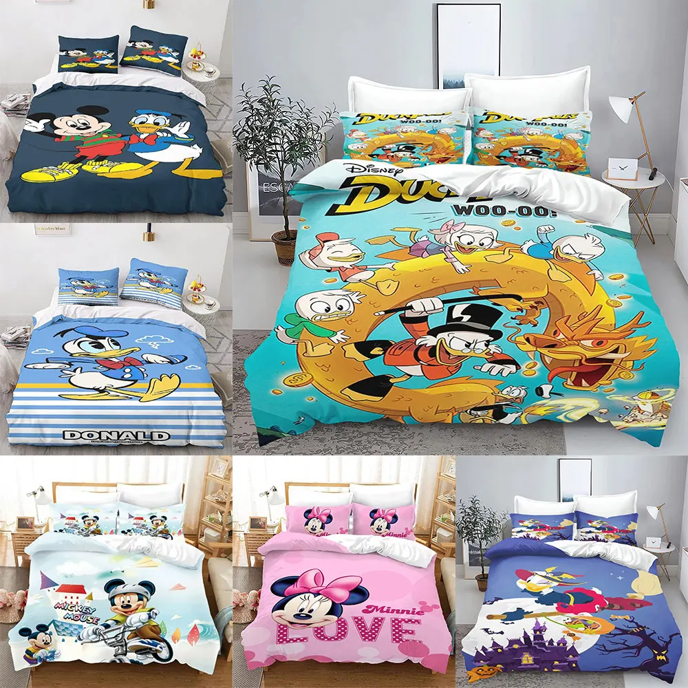 

Christmas Mickey Minnie Mouse Bedding Sets Donald Duck Comforter Cover Bed Cover Duvet Cover Pillow Case 2-3 Pieces Sets