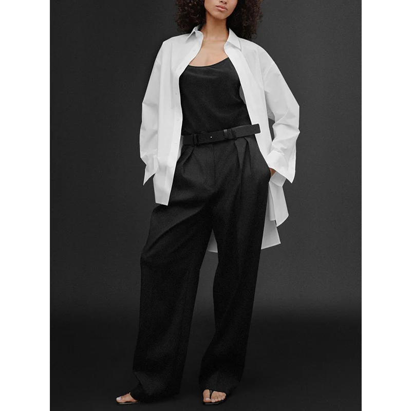 Été nouveau femmes coton plissé décoration Sport série longue Sve col rabattu soie irt coupe ample trajet Sle
