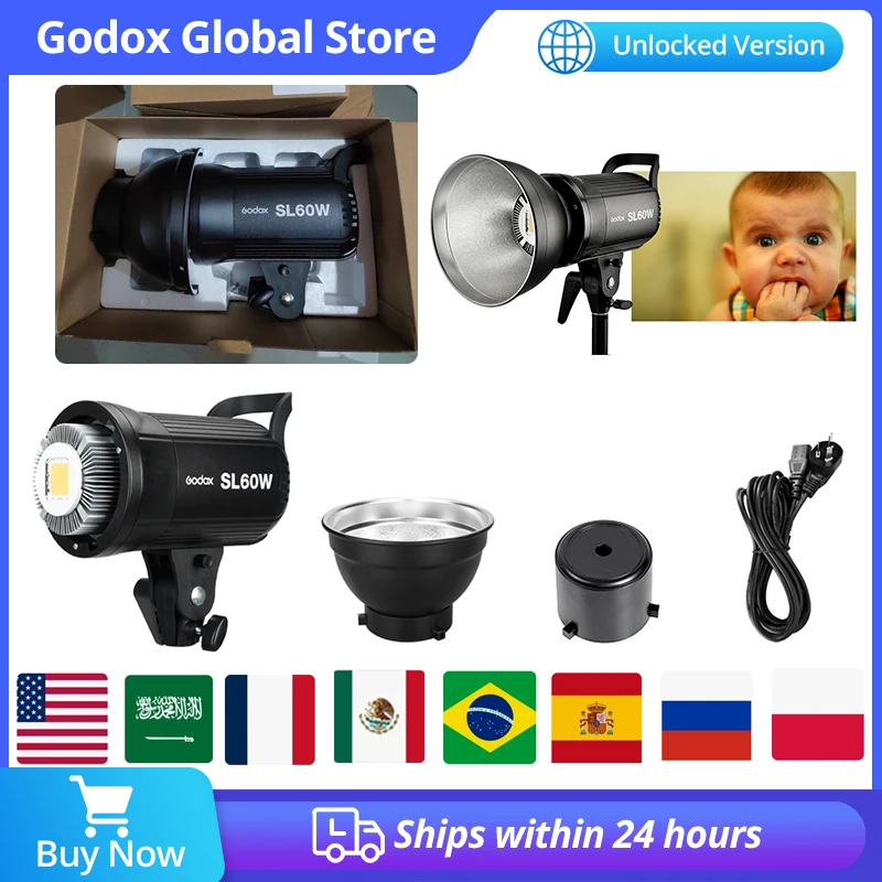 Godox  SL60W LED Video Light SL-60W 5600K White Version Video Light Continuous Light Bowens Mount for Studio Video Recording