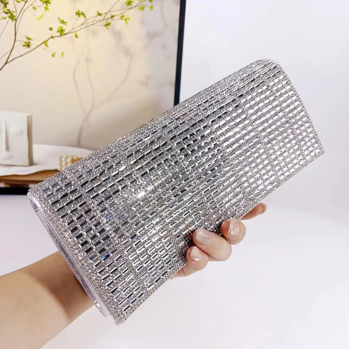

Handbag, Banquet Fashion Evening Bag High-end Handmade Diamond Luxury Evening Purse For Women Light Luxury Style Evening Clutch