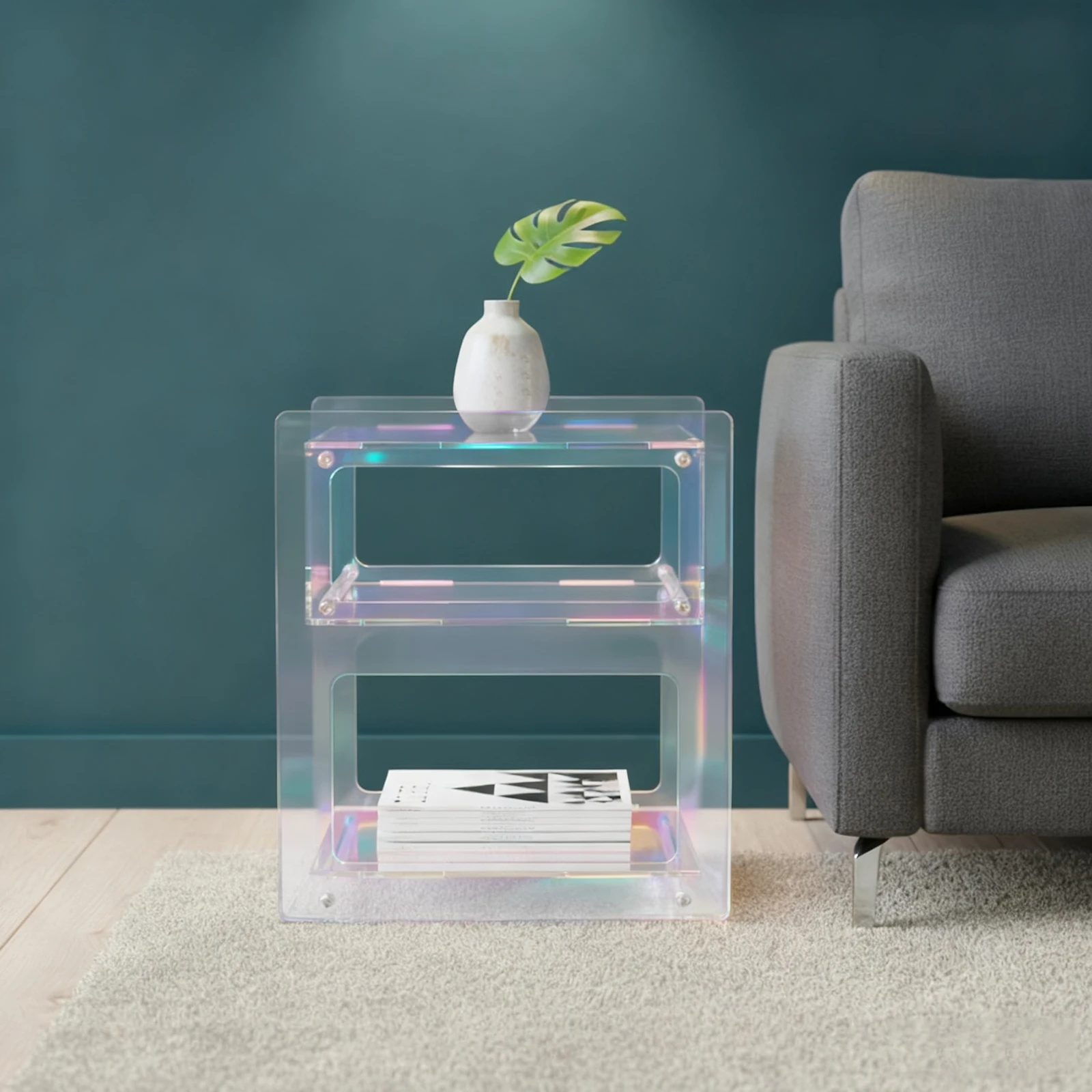 

15.7*11.8*19.7 Multicolor Acrylic Nightstand Floor Standing Side Table Living Rooms Bedrooms Offices