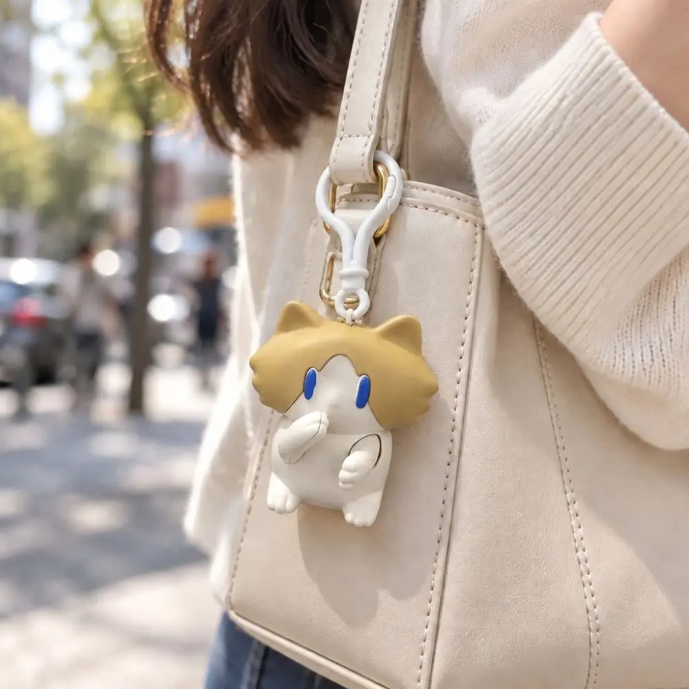 Children Gift Interactive Salary Cat Keychain Funny Cute Keyring Pull-String Pendant Bag Pendant Cartoon Hand-Waving Keychain