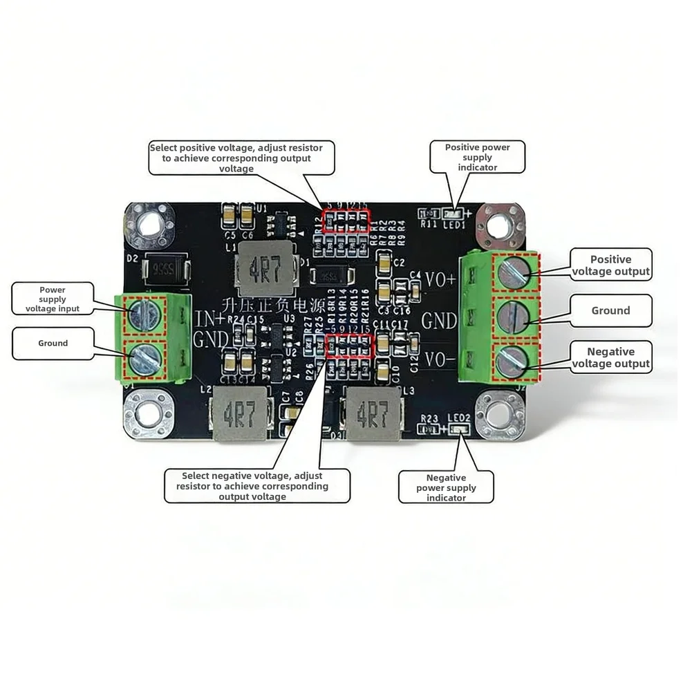 Step-up Converter DC-DC Boost Module Compact PCB Design Ultra-low Ripple 30mV Wide Input 3V 15V For Data Converters