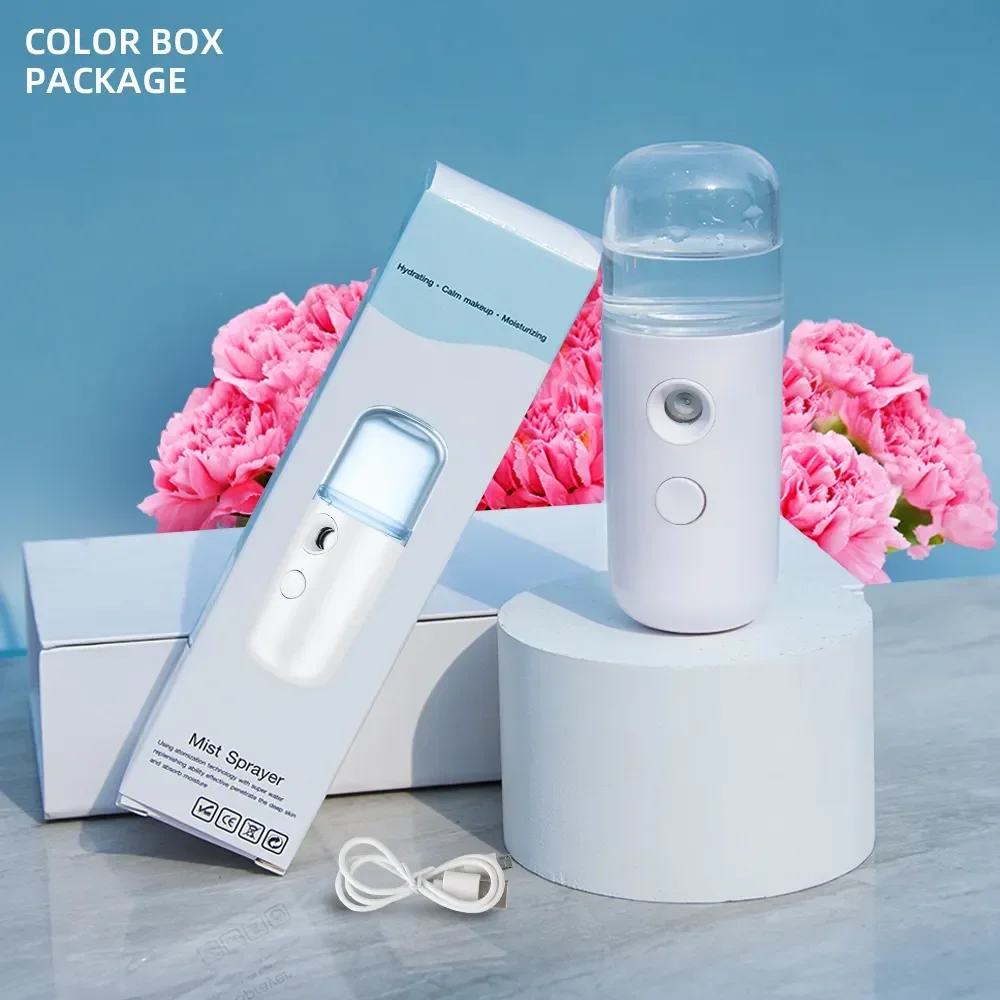 

Portable Rechargeable Small Facial Steamer 30ml Mini Humidifier Wireless Nano Personal Face Hydrat Sprayer Cool Mist Maker