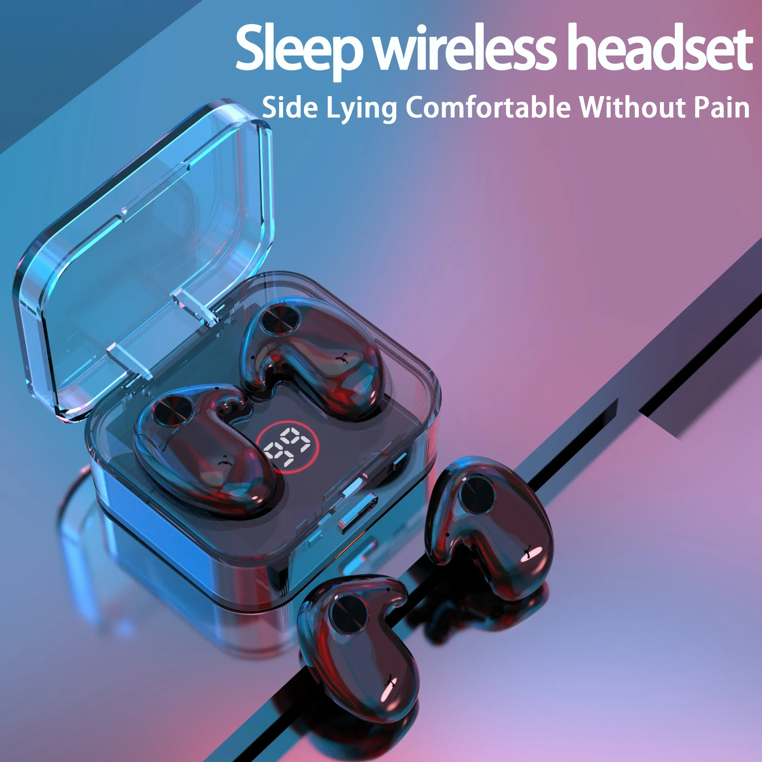 Invisible Earphones Wireless Bluetooth Headset with Mic Headphones Long Standby Waterproof Earbuds Sleeping Hifi Stereo Earplugs