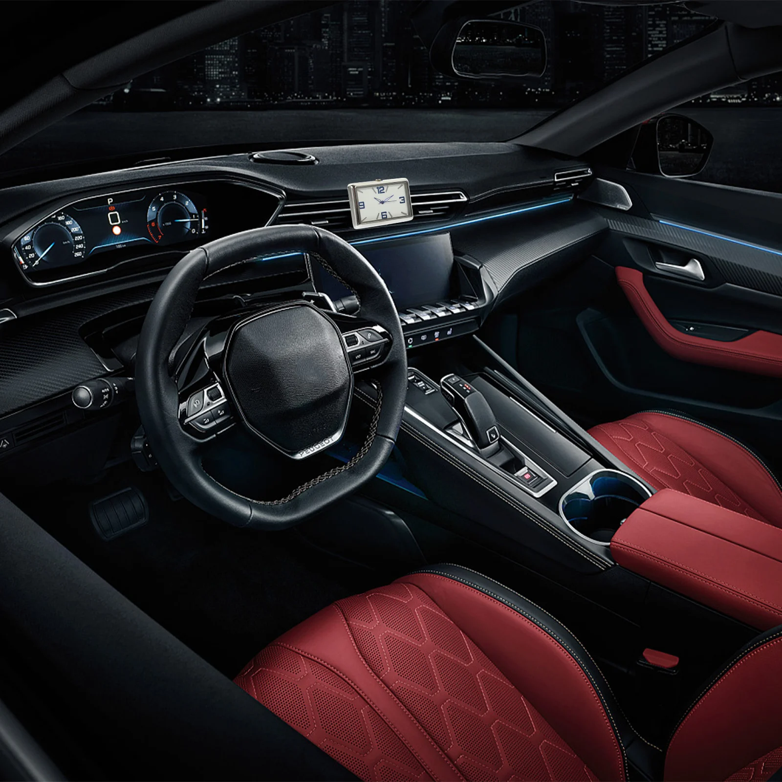 

Square Clock Small Digital Miniature Dashboard Decor Analog Fluorescent Clock for Home Office School Car Interior Stylish Simple