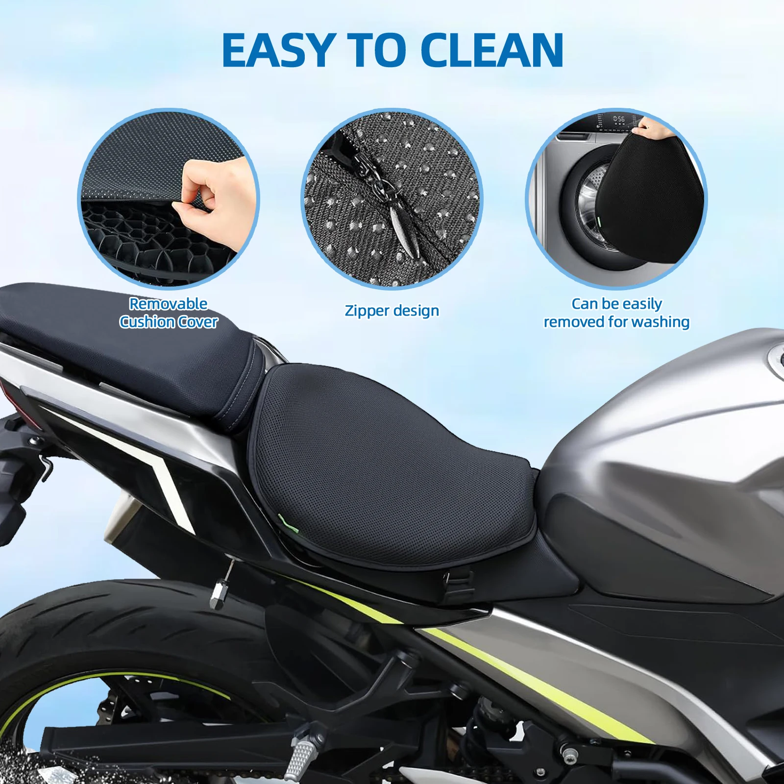 Gel Honeycomb Motorcycle Seat Cushion Shock-absorbing Universal All Seasons Foam Soft Comfortable Breathable Seat Cover Mats