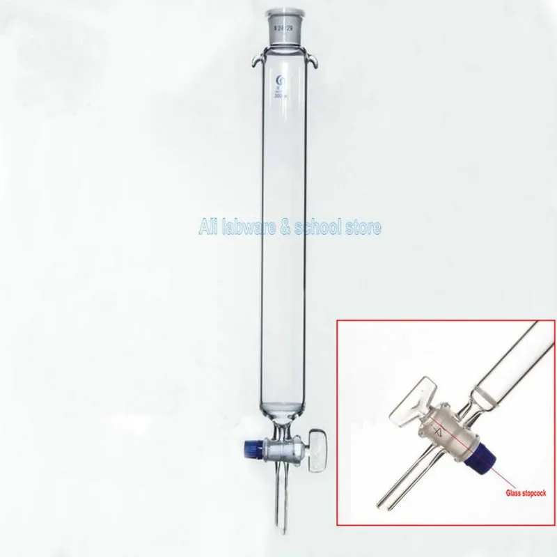 1pcs 16mm 22mm 30mm 40mm*200mm 300mm 400mm 24# Lab Glass Sand Core Chromatography Column with Standard Mouth and Glass Piston