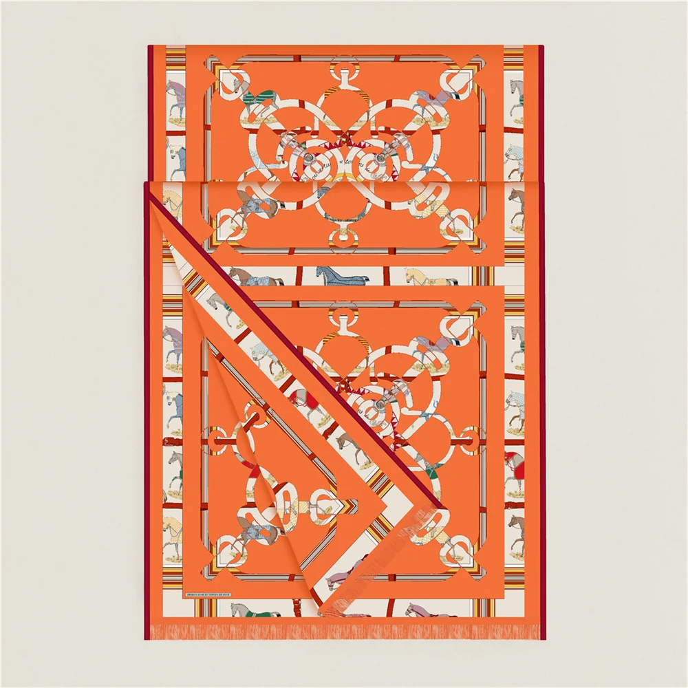 POBING 30 % Seide, 70 % Kaschmir-Schal für Damen, doppelt bedruckt, lange Schals, Wickel, Quaste, Bandana, große Hijabs, weibliche Foulards, 180 cm x 70 cm – Detail 10