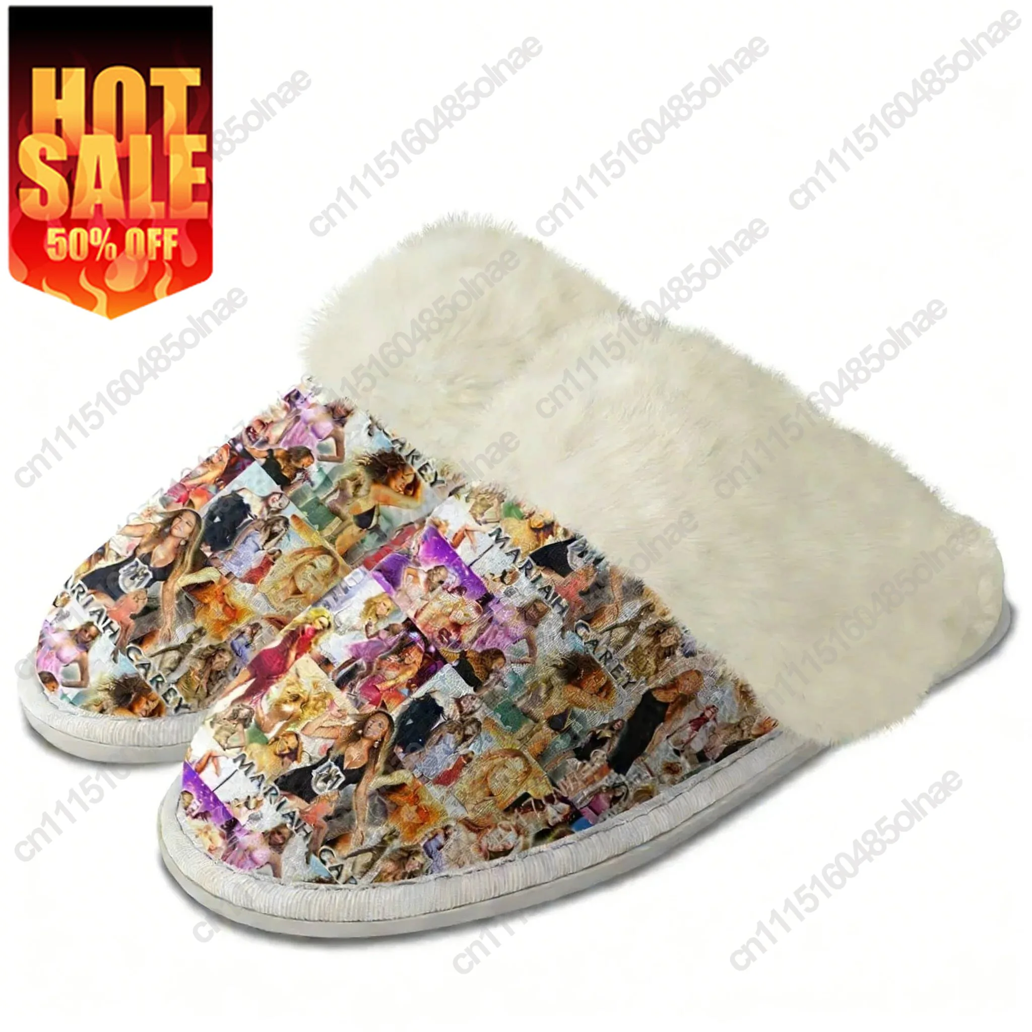 Mariah Carey Hip Hop Singer Plush Slippers Keep Warm Shoes Mens Womens Breathable Home Cotton Thermal Lightweight Slipper